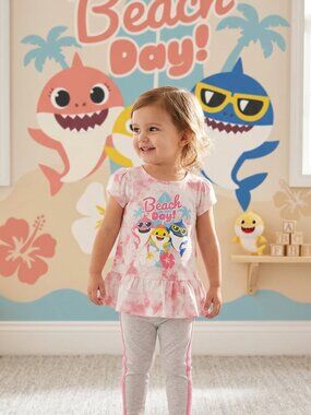 Baby Shark "Beach Day" Tie-Dye Shortie Pajama Set - Pinkfong Summer Sleepwear